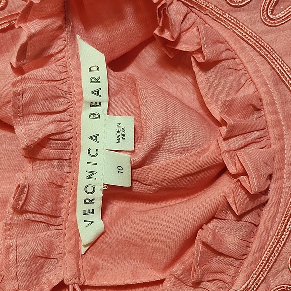 Veronica Beard Preppy Keely Tiered Ramie Mini Dress Size 10  Barbiecore - Picture 15 of 16